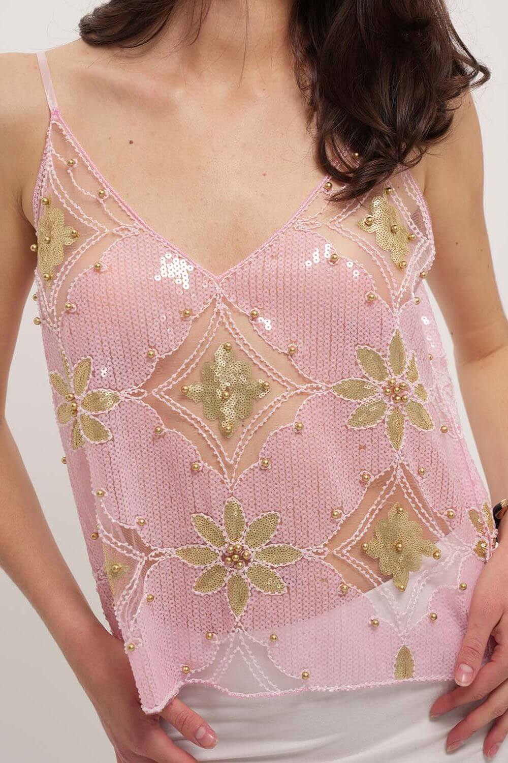 Blusa Chloe - Rosa/Dourado