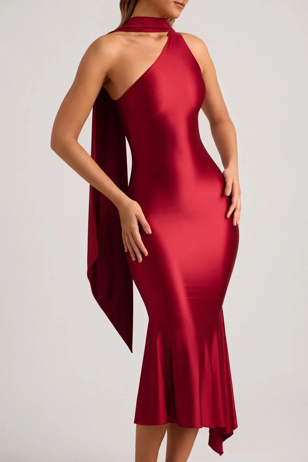 Vestido Midi Acetinado Evelyn