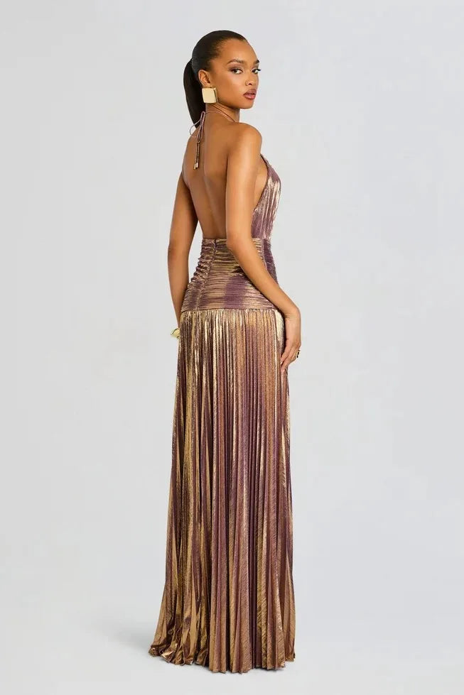 Vestido Longo Plissado Paloma