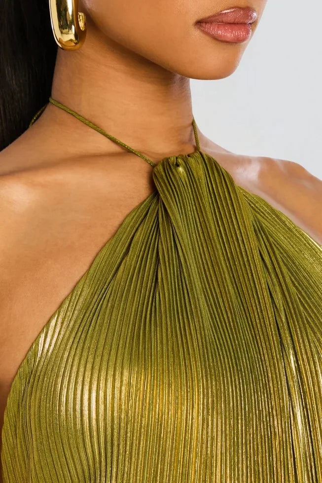 Vestido Longo Plissado Paloma