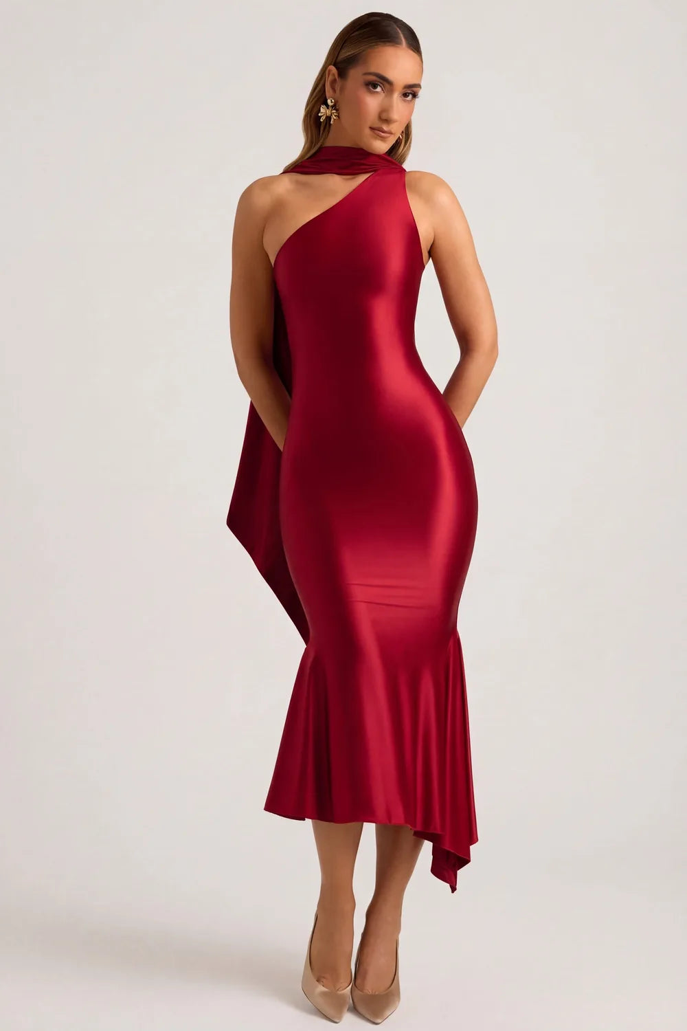 Vestido Midi Acetinado Evelyn