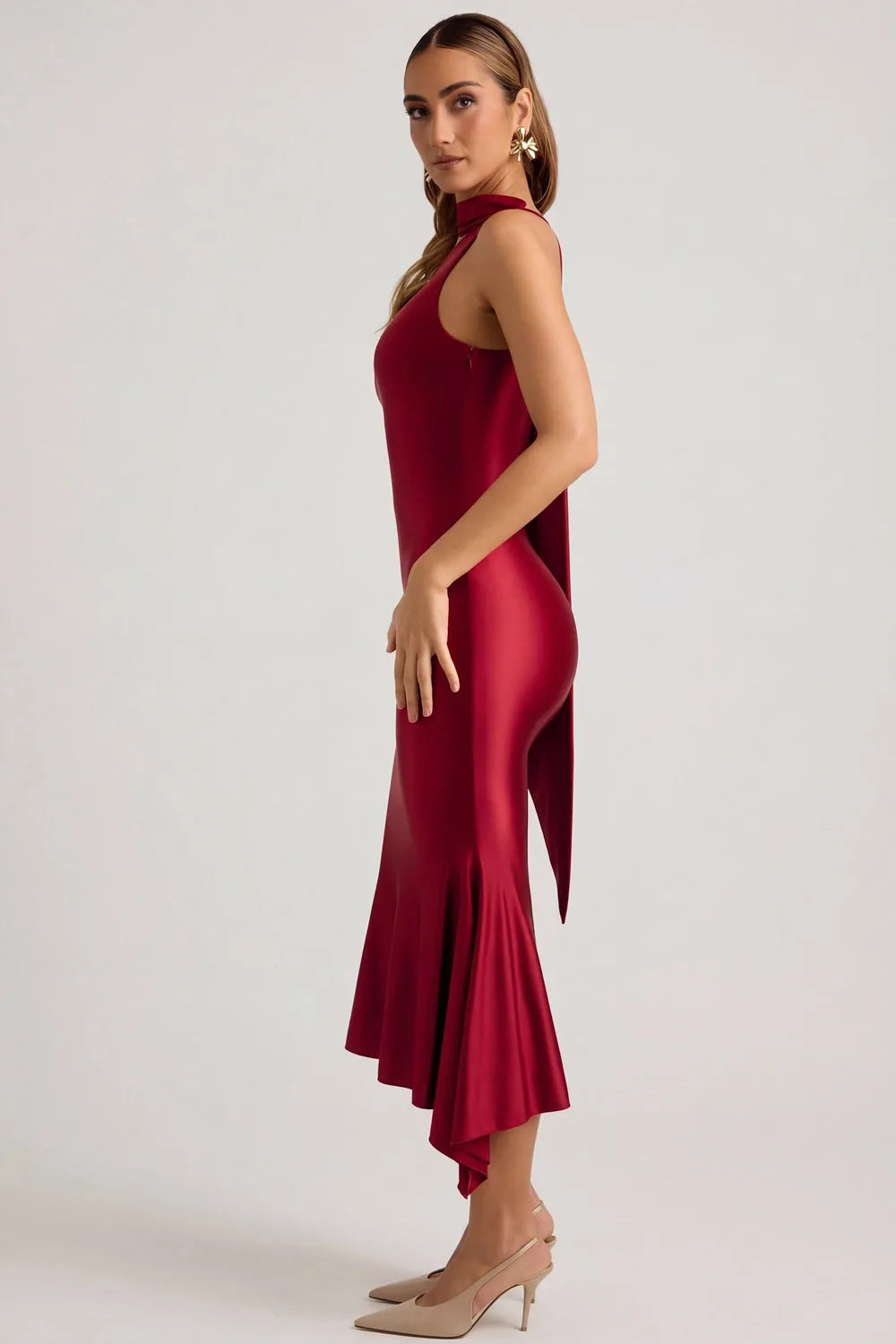 Vestido Midi Acetinado Evelyn