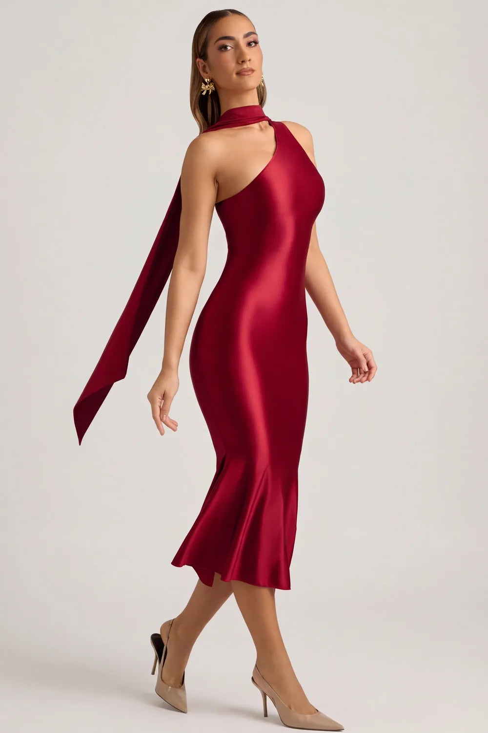 Vestido Midi Acetinado Evelyn