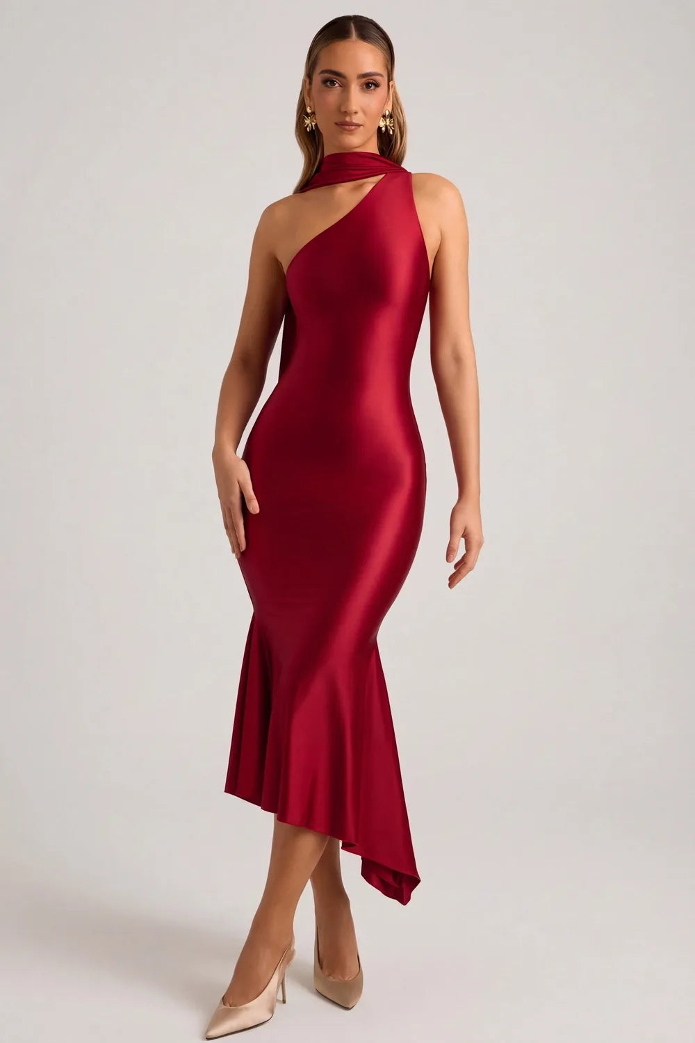 Vestido Midi Acetinado Evelyn