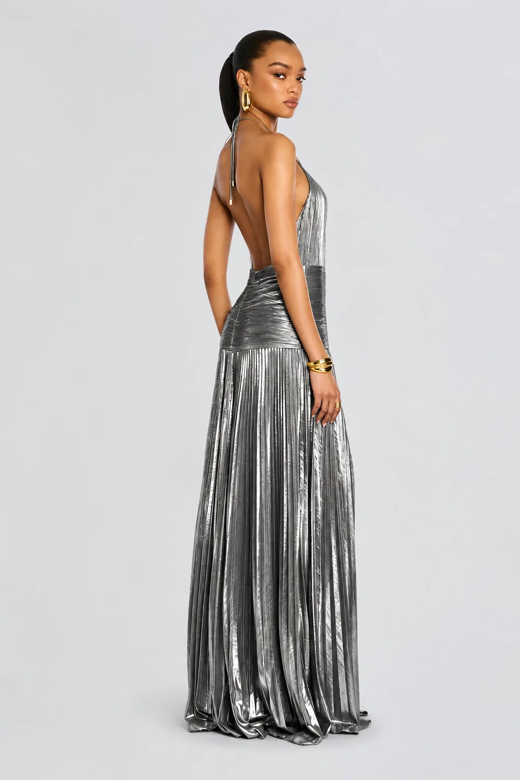 Vestido Longo Plissado Paloma