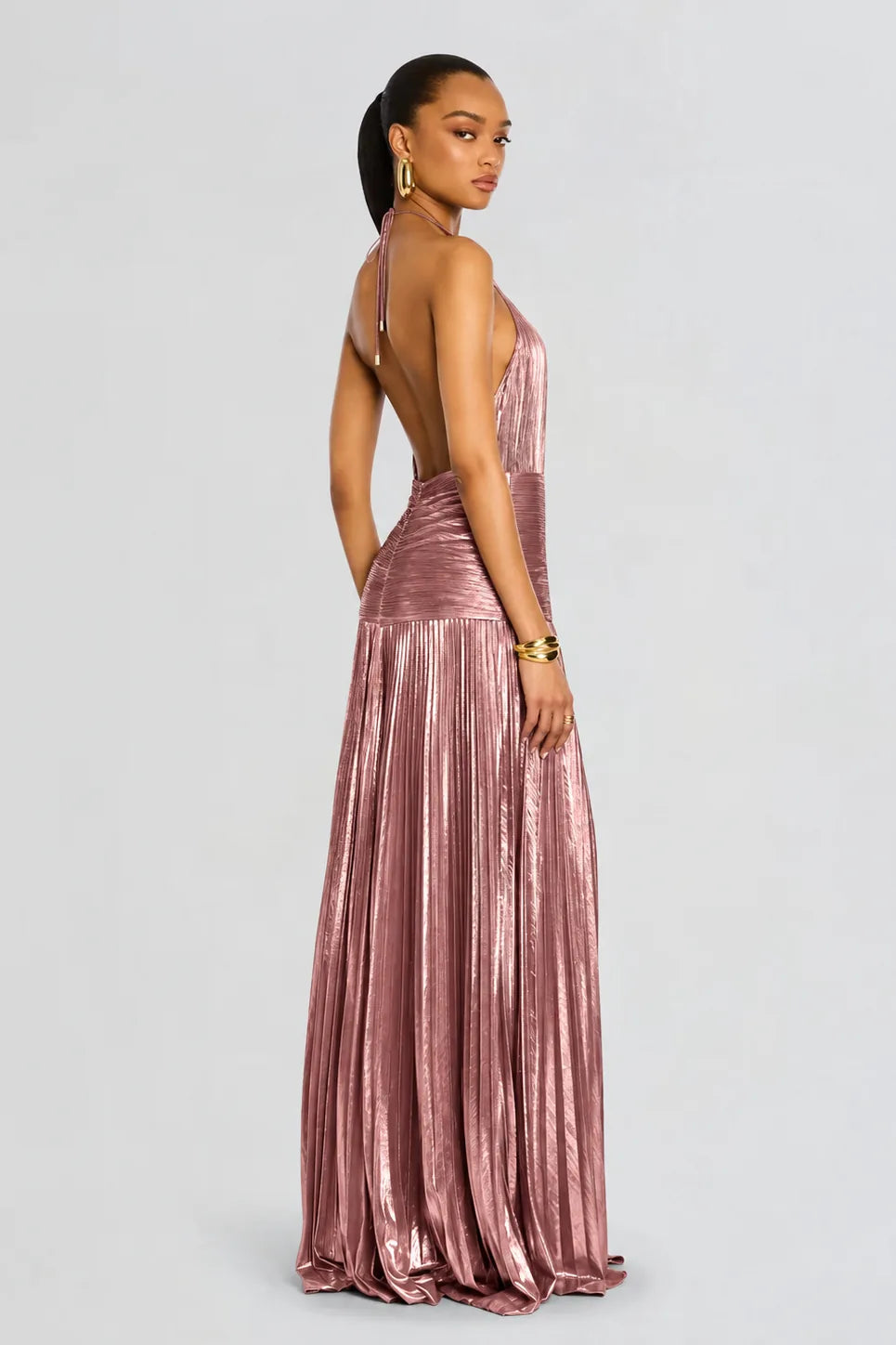 Vestido Longo Plissado Paloma