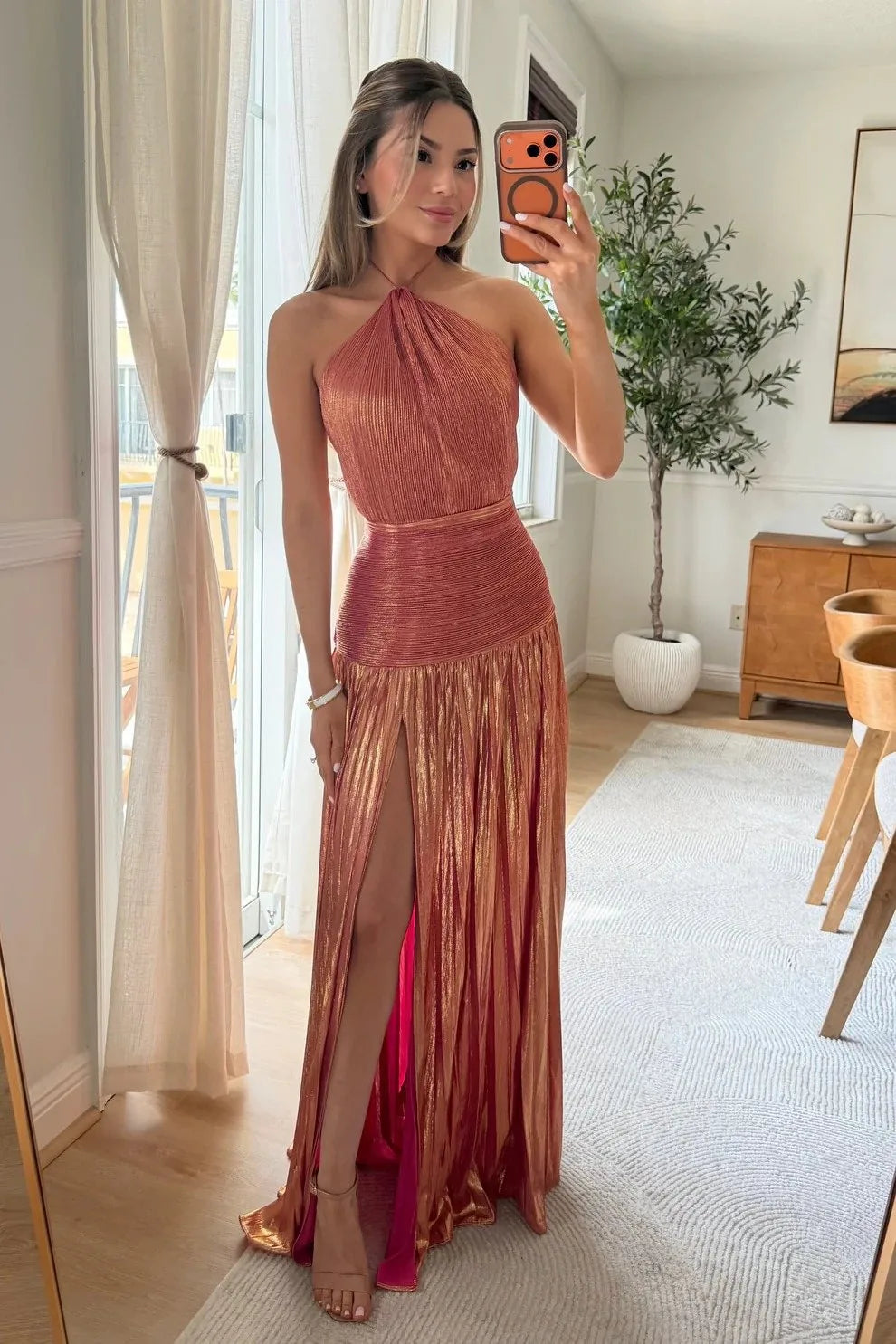 Vestido Longo Plissado Paloma
