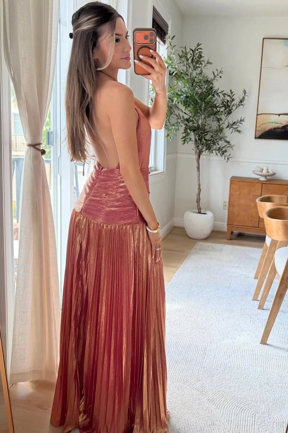 Vestido Longo Plissado Paloma