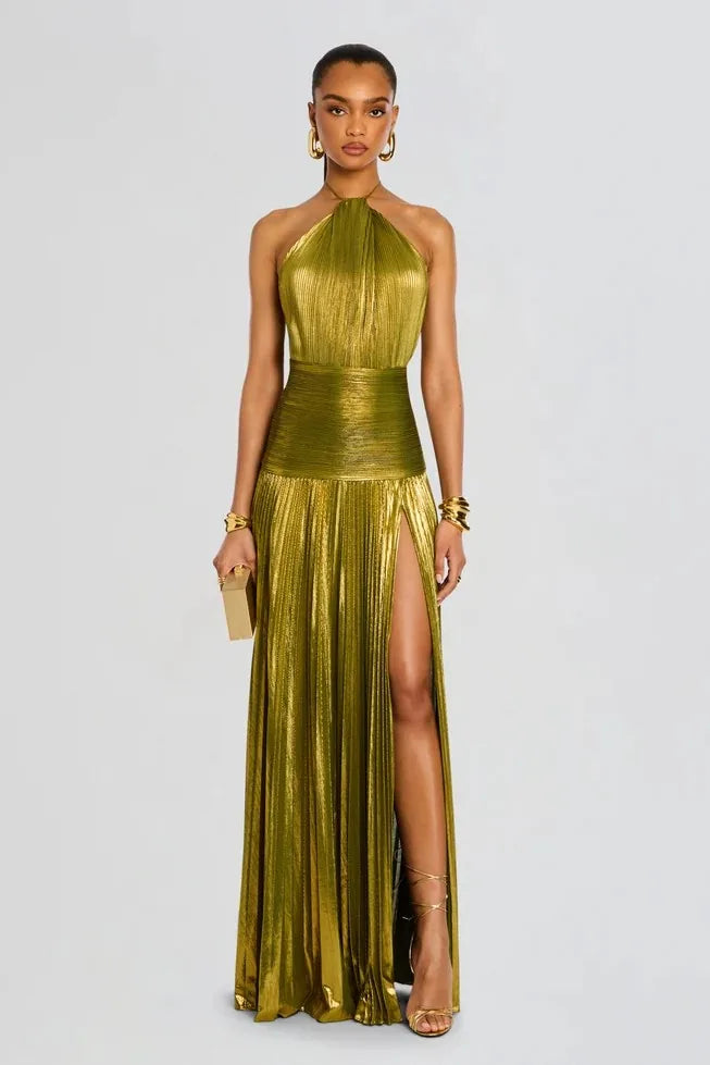 Vestido Longo Plissado Paloma