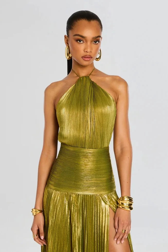 Vestido Longo Plissado Paloma