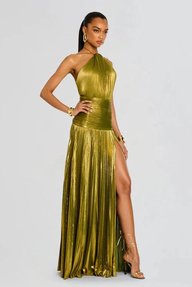 Vestido Longo Plissado Paloma