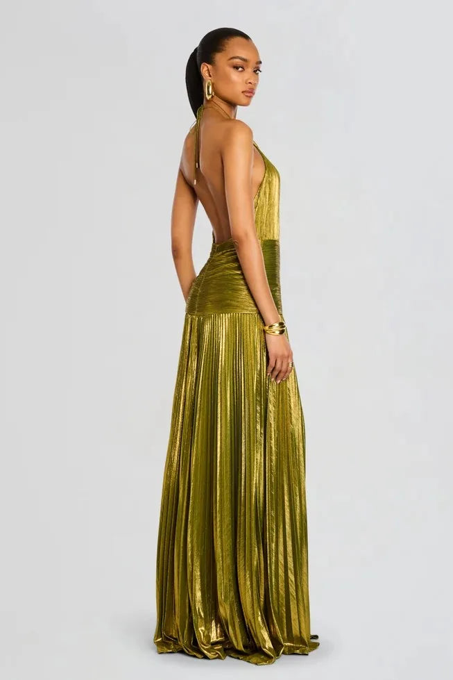 Vestido Longo Plissado Paloma