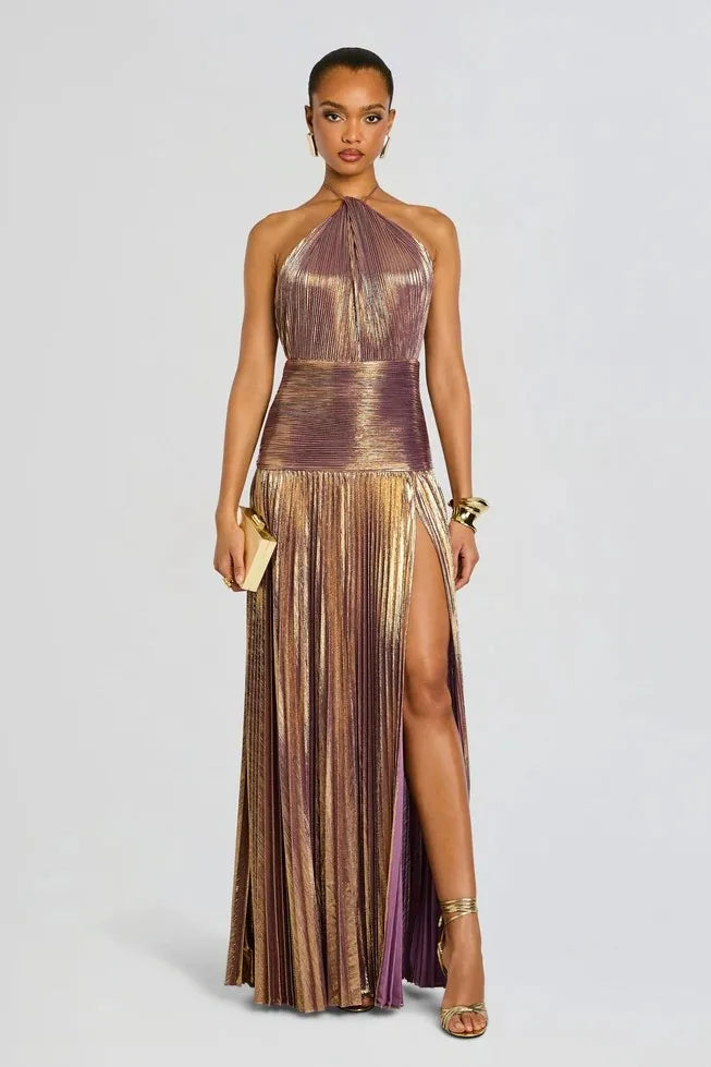 Vestido Longo Plissado Paloma