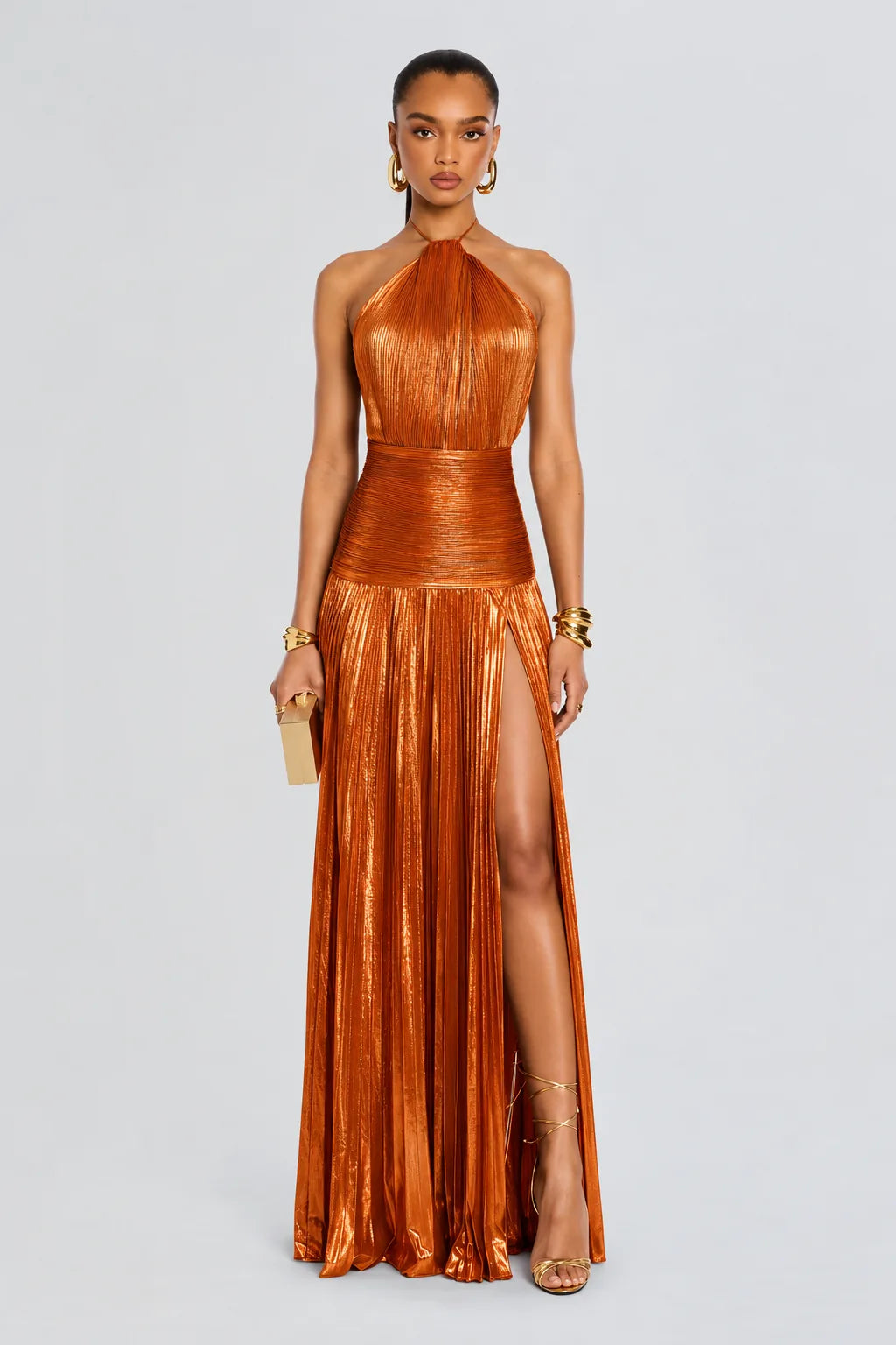 Vestido Longo Plissado Paloma